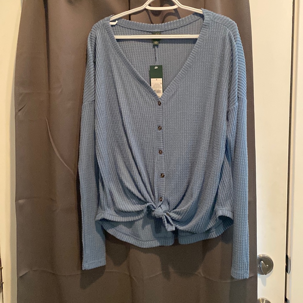 Wild Fable Waffle Button Up/Tie  Long Sleeve